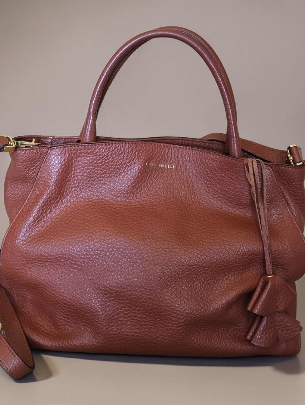 Coccinelle Italian Leather Crossbody Bag Cognac Caramel - Picture 2 of 10
